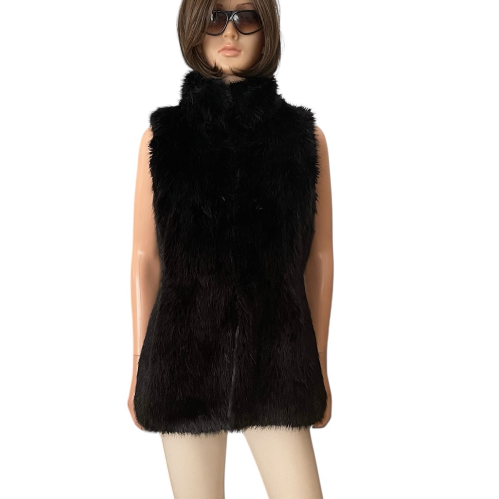 Nwot Banana Republic Elegant Black Faux Long Fur Vest